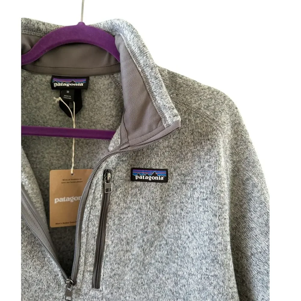 NWT Patagonia Men's Better Sweater Grey One Quarter Zip Size Medium Pullover